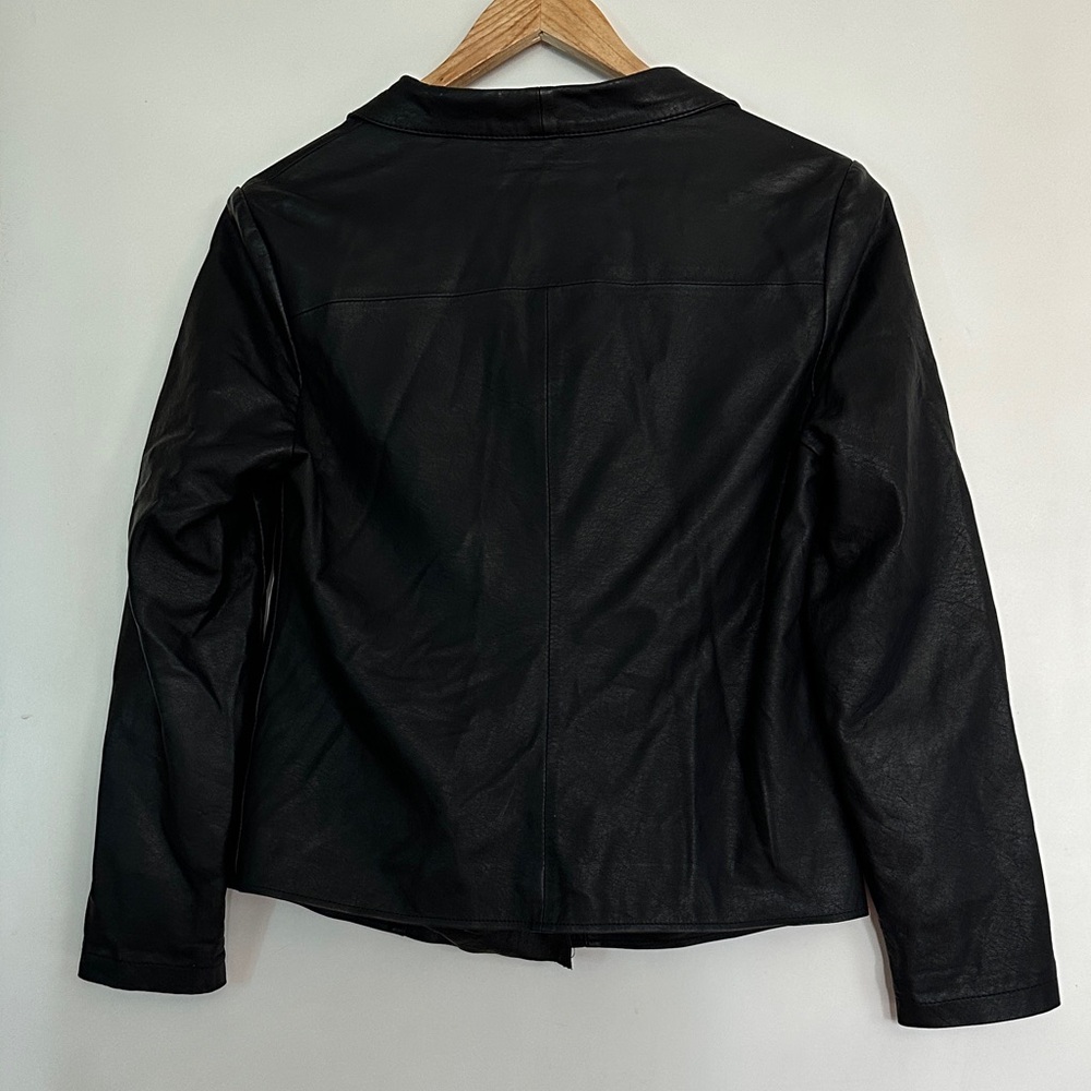 BB Dakota Women's Black Vegan leather Jacket asymmetrical zip draped jacket M - Picture 7 of 7
